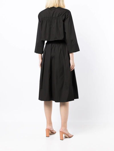 Shop Agnona Three-quarter Midi Shirt Dress In Black