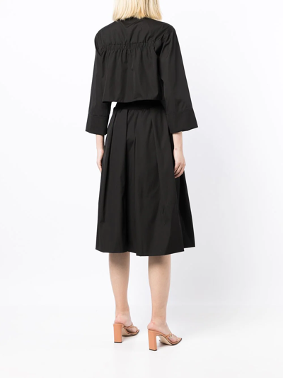 Agnona Three-quarter Midi Shirt Dress In Black