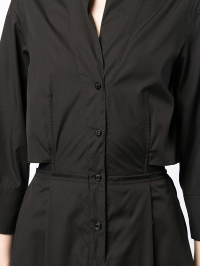 Agnona Three-quarter Midi Shirt Dress In Black