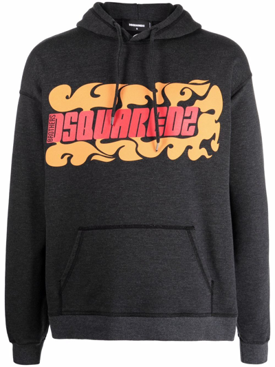 Shop Dsquared2 Logo-print Relaxed Hoodie In Grey