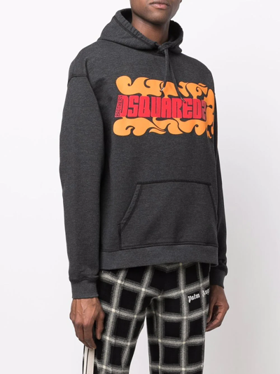 Shop Dsquared2 Logo-print Relaxed Hoodie In Grey