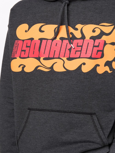 Shop Dsquared2 Logo-print Relaxed Hoodie In Grey
