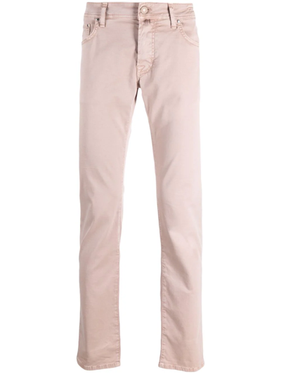 Shop Jacob Cohen Low-rise Ribbed Trousers In Pink