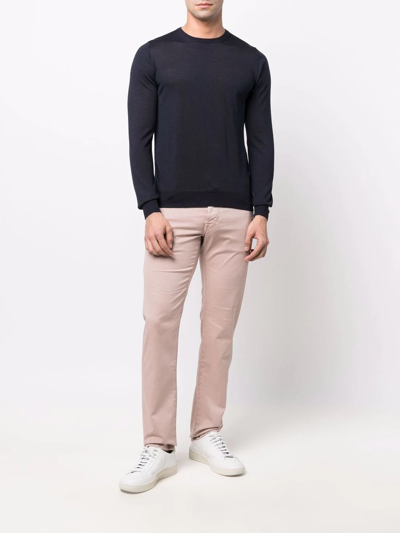 Shop Jacob Cohen Low-rise Ribbed Trousers In Pink