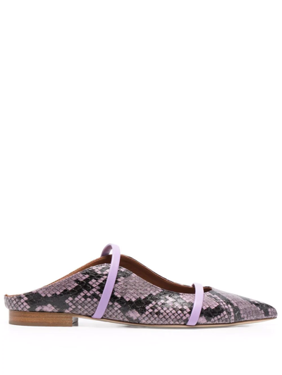 Shop Malone Souliers Snakeskin-effect Pointed Mules In Purple
