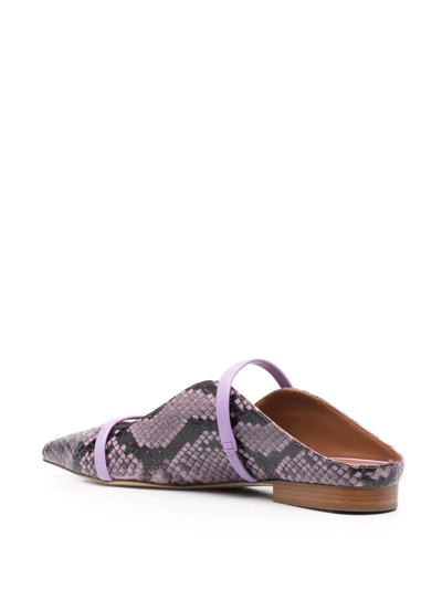 Shop Malone Souliers Snakeskin-effect Pointed Mules In Purple