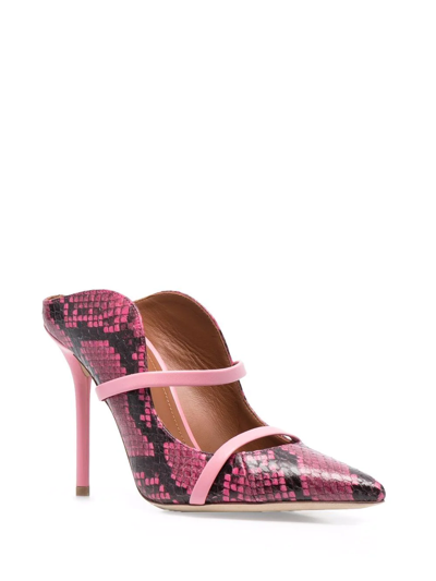 Shop Malone Souliers Snakeskin-effect Leather Mules In Pink