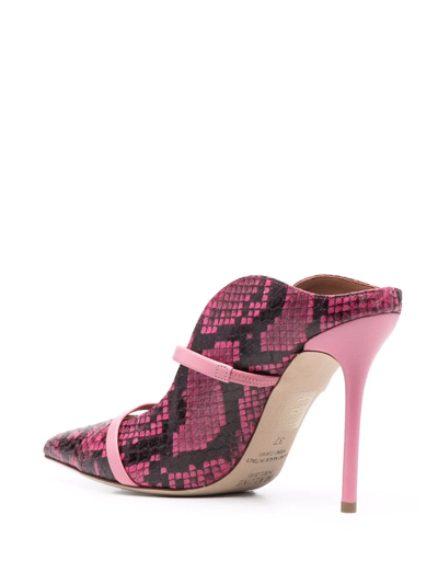 Shop Malone Souliers Snakeskin-effect Leather Mules In Pink