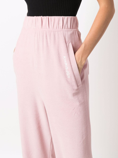 Shop Khrisjoy Elasticated-waist Trousers In Pink