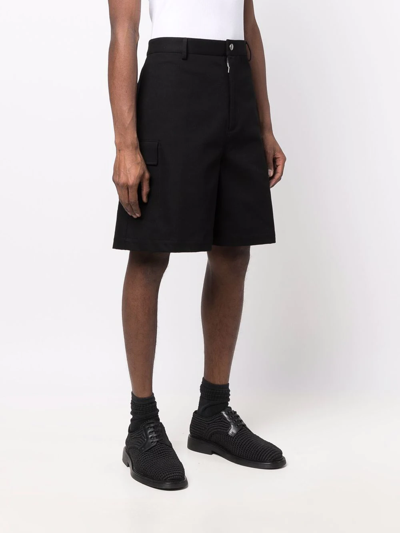 Shop Bottega Veneta Twill Cargo Shorts In Black