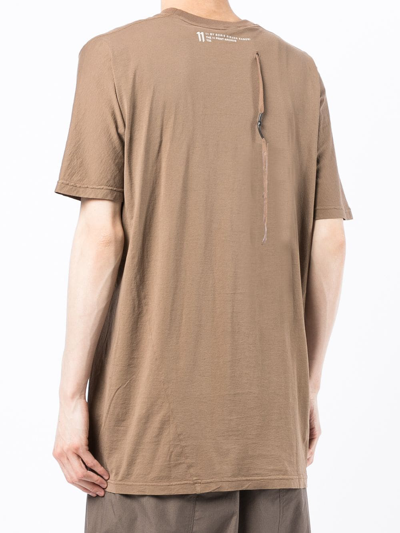 11 By Boris Bidjan Saberi Crossover Print Crewneck T-shirt In Brown