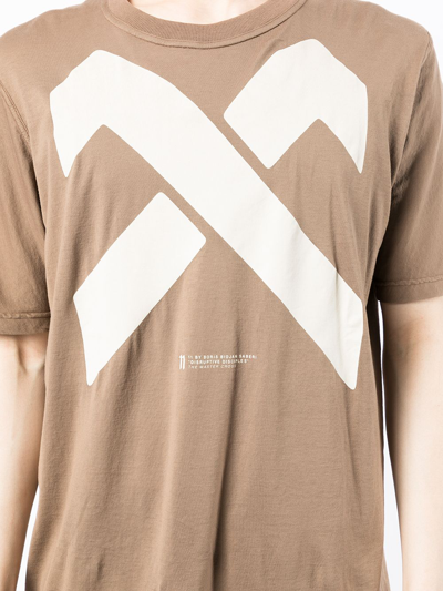11 By Boris Bidjan Saberi Crossover Print Crewneck T-shirt In Brown