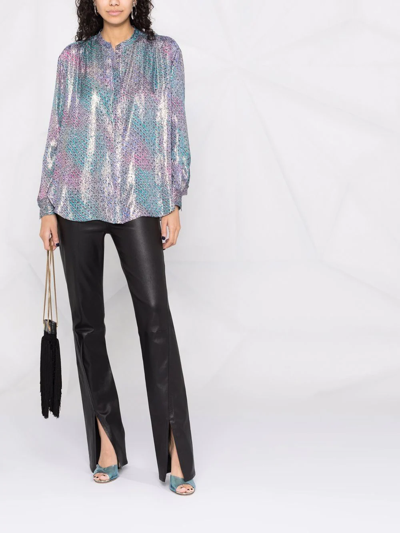 Isabel Marant Iridescent-effect Lurex Shirt In Blue