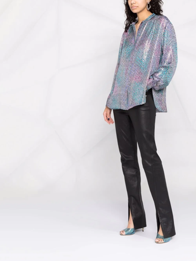 Shop Isabel Marant Iridescent-effect Lurex Shirt In Blue