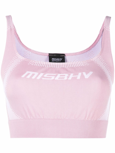 Shop Misbhv Logo-print Cropped Top In Pink