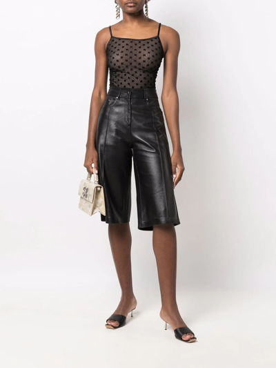 Misbhv Mesh Monogram Draped Top In Black