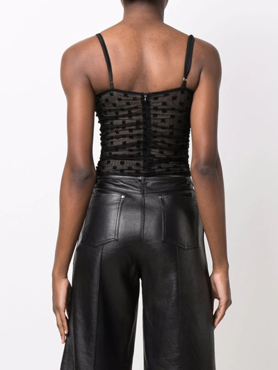 Misbhv Mesh Monogram Draped Top In Black