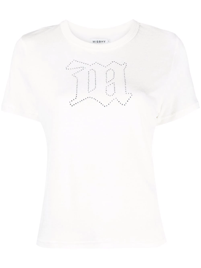 Shop Misbhv Rhinestone-embellished T-shirt In White