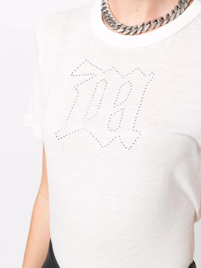 Shop Misbhv Rhinestone-embellished T-shirt In White