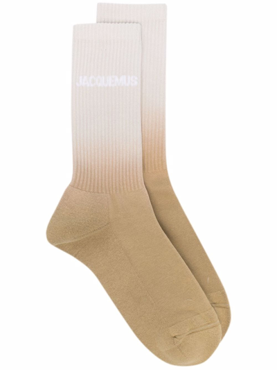 Shop Jacquemus Gradient-effect Ankle Socks In Neutrals