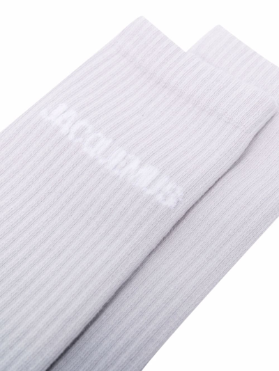 Shop Jacquemus Logo-print Degradé Socks In Grey