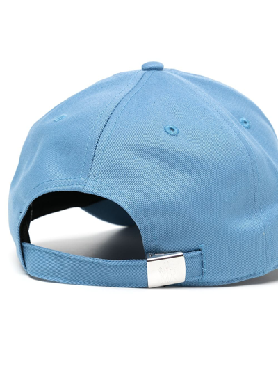 Shop Moncler Double Badge Baseball Cap In Blue