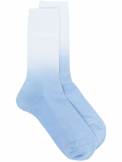 Shop Jacquemus Gradient-effect Ankle Socks In Blue