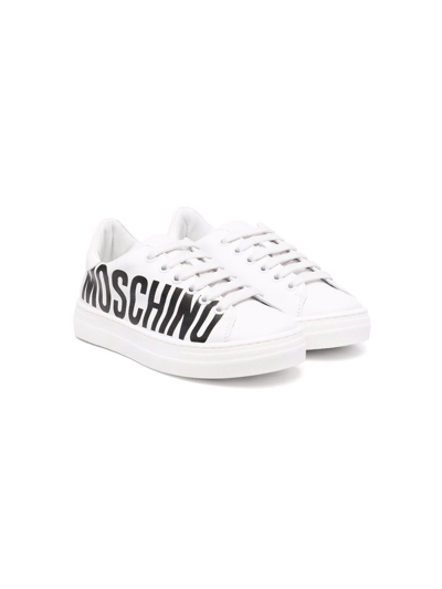 Shop Moschino Side Logo-print Sneakers In White