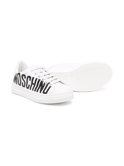 Shop Moschino Side Logo-print Sneakers In White