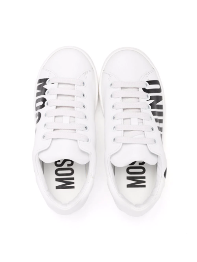 Shop Moschino Side Logo-print Sneakers In White