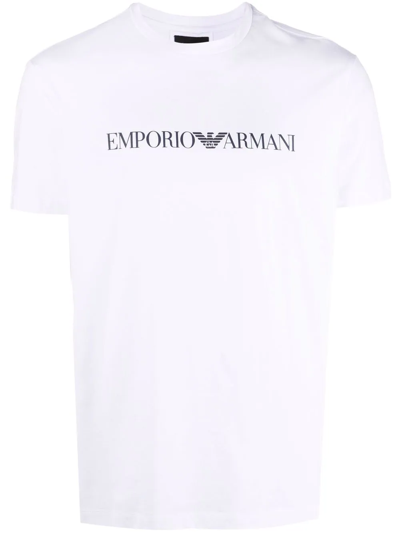 Shop Emporio Armani Logo-print Cotton T-shirt In White
