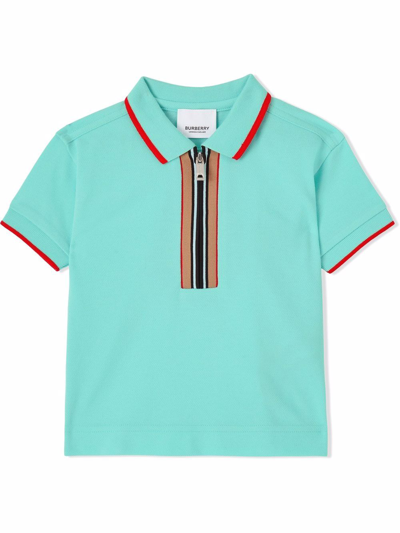 Shop Burberry Icon Stripe Detail Polo Shirt In Blue