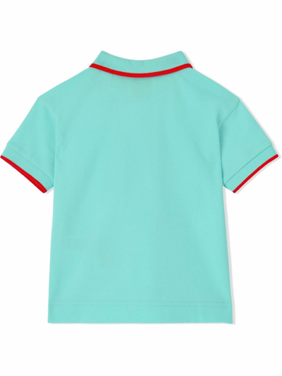 Shop Burberry Icon Stripe Detail Polo Shirt In Blue