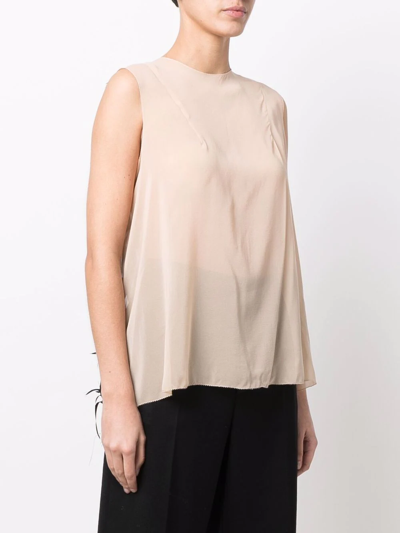 Maison Margiela Cut-out Detail Sleeveless Blouse In Neutrals