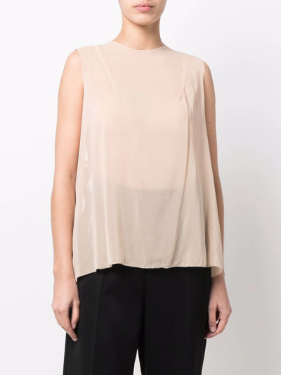 Maison Margiela Cut-out Detail Sleeveless Blouse In Neutrals
