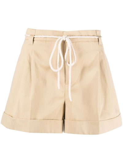 Shop Twinset Tied-waist Shorts In Neutrals