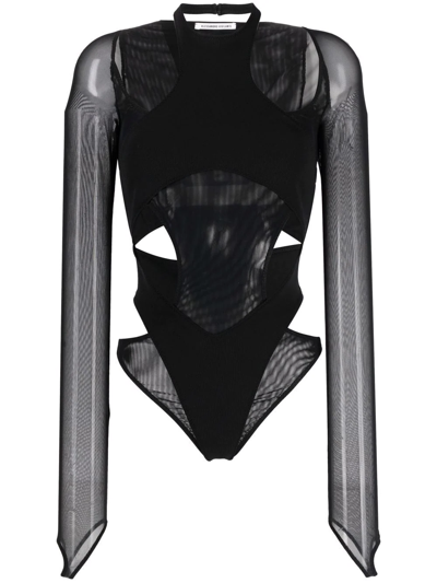 Shop Alessandro Vigilante Mesh Cut-out Detai Bodysuit In Black