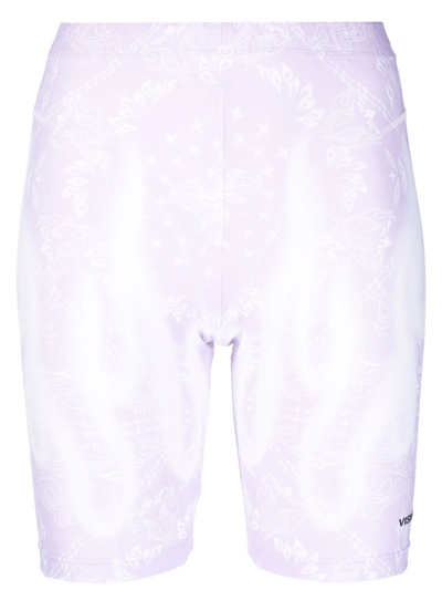 Shop Vision Of Super Abstract-print Cycling Shorts In Purple