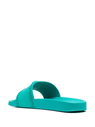 Shop Versace Palazzo Rubber Slides In Green