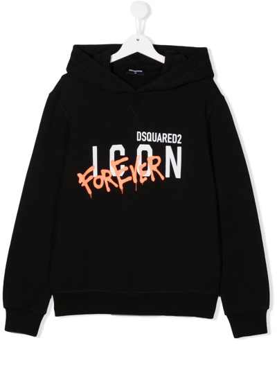 Shop Dsquared2 Icon Forever Hoodie In Black