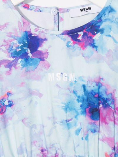 Shop Msgm Tie Dye-print Short-sleeved T-shirt In Blue