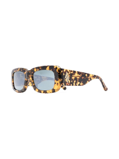 Shop Attico X The  Marfa Square-frame Sunglasses In Brown