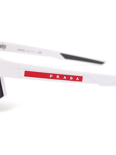 Shop Prada Shield-frame Oversize Sunglasses In White