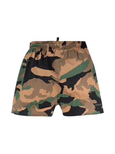 Shop Dsquared2 Camouflage-print Swim Shorts In Brown