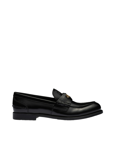 Shop Miu Miu Leather Loafers In Black