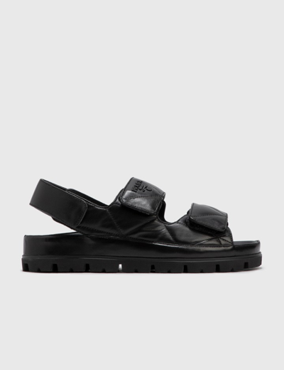 Shop Prada Padded Nappa Sandal In Black