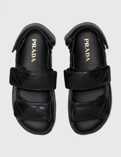 Shop Prada Padded Nappa Sandal In Black