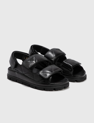 Shop Prada Padded Nappa Sandal In Black