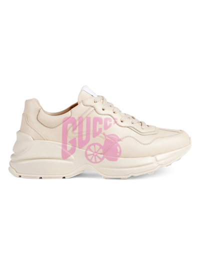 Shop Gucci Rhyton  Lemon Sneakers In Ivory