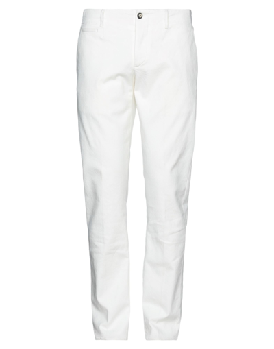 Shop Piatto Man Pants White Size 36 Cotton, Polyurethane